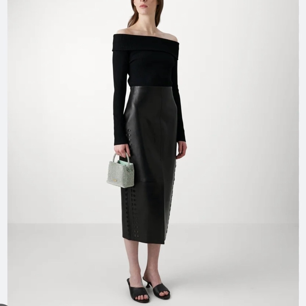 IRO Aline Embroidered Leather Skirt - Picture 1 of 7
